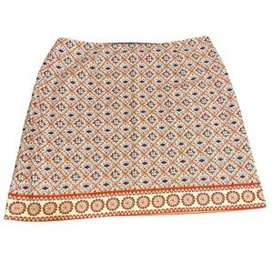 Vibrant blue, orangeand White Mini Skirt